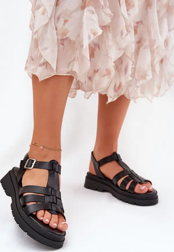 Boto Boto Еко кожени сандали за жени на платформа черни Нендейлс