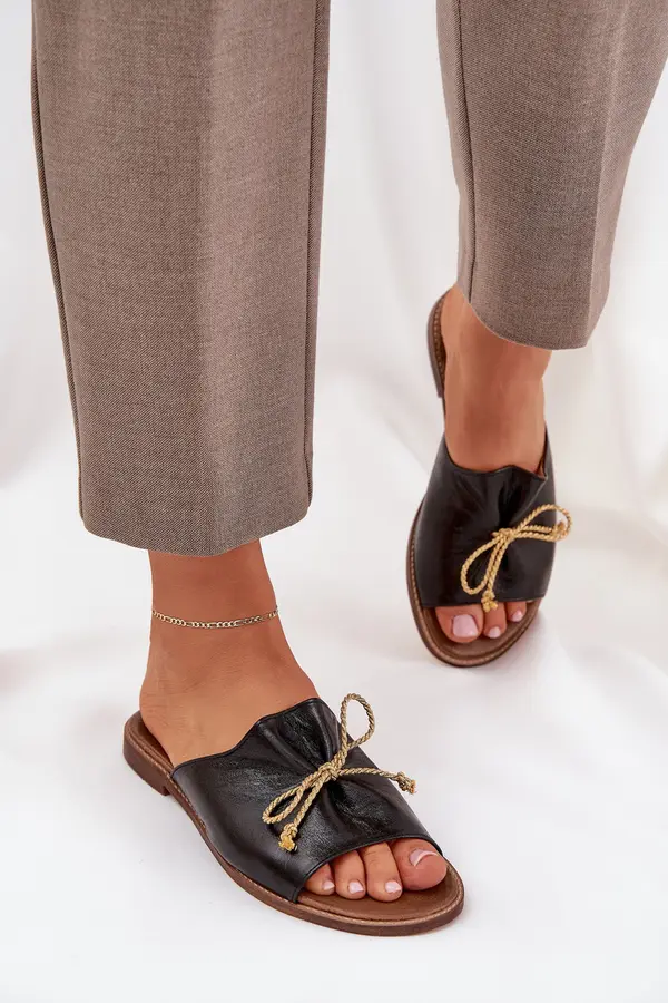 Boto Boto Кожени Плоски Елегантни Чапли С Панделка Левски 3572 Черни