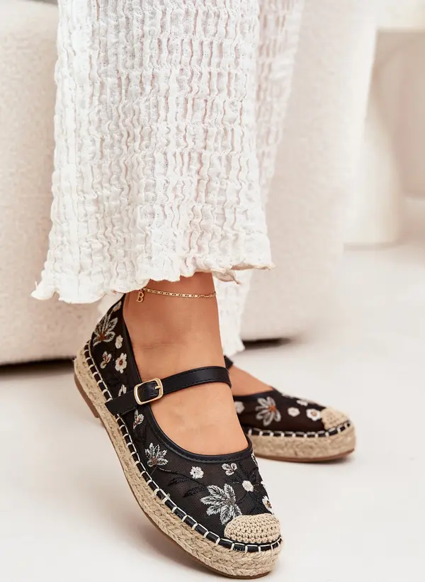 Boto Boto Мрежести еспадрили с бродерия на платформа черни Laxisa