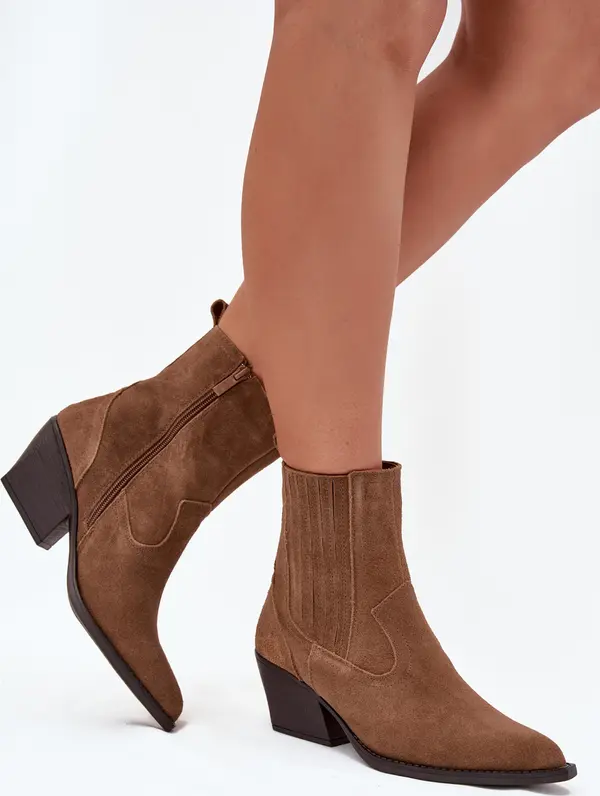 Boto Boto Набуквени Ботуши Ковбойки Дамски На Ток Овлажнени Карамел Дилира