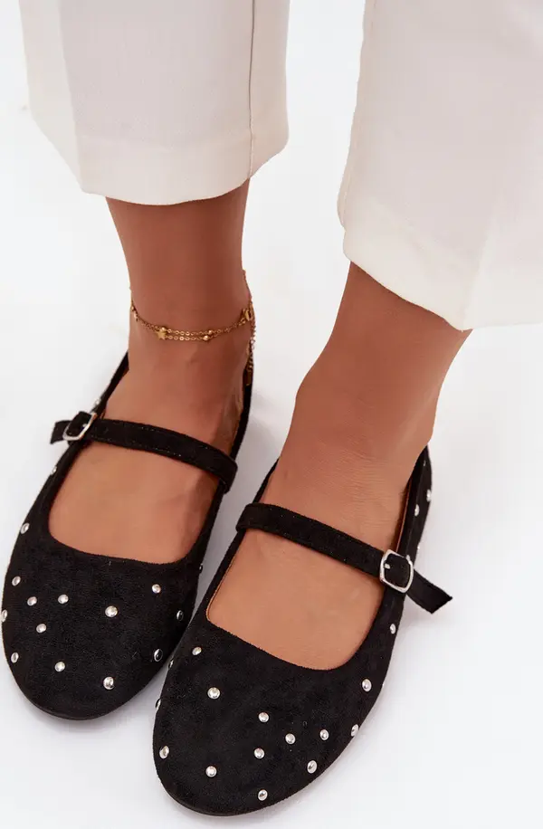 Boto Boto Обработени дамски балерини с колан Черни Olivisse