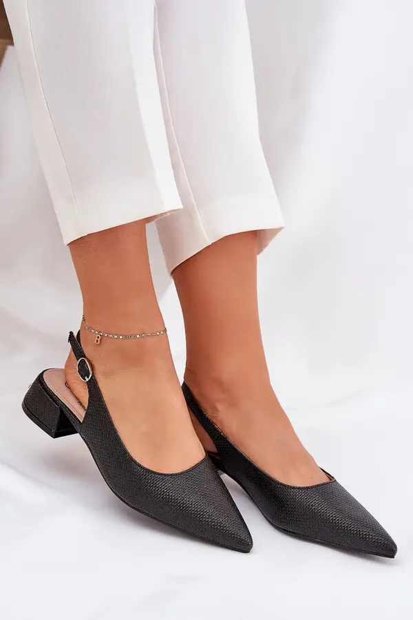 Boto Boto Плетени Дамски Сандали На Нежен Ток Черни Jorela