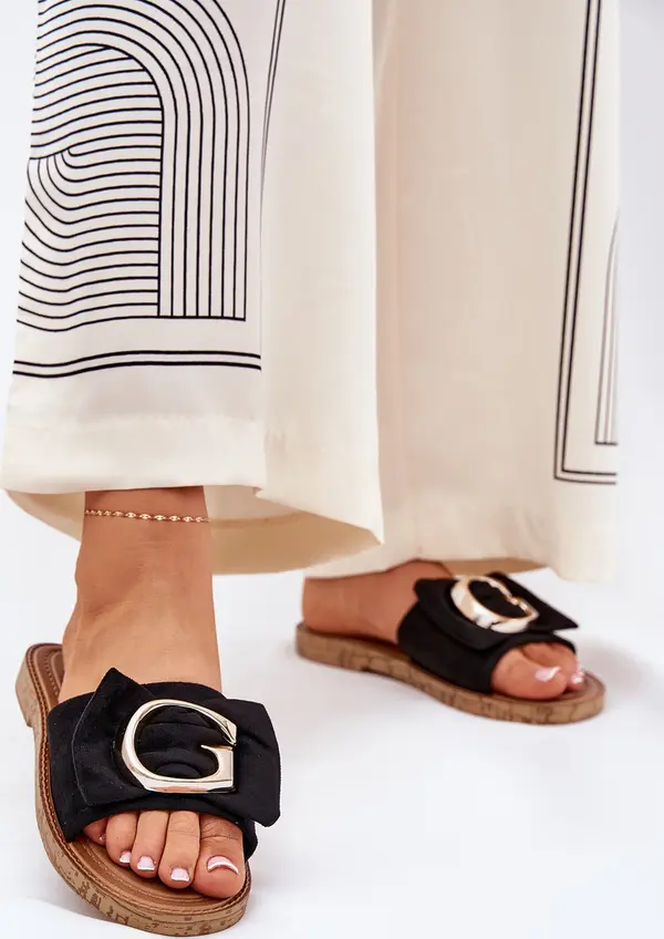 Boto Boto Плоски Дамски Сандали С Украшение Черни Nellodra