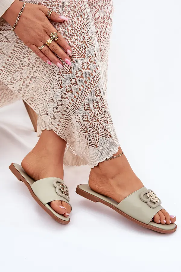 Boto Boto Плоски Дамски Сандали С Украсителен Детайл Зелени Nenitta