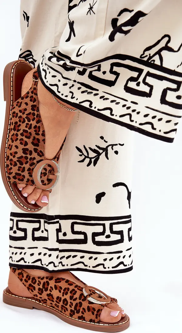 Boto Boto Плоски Сандали С Декорация Пантера Кафяви Haliones