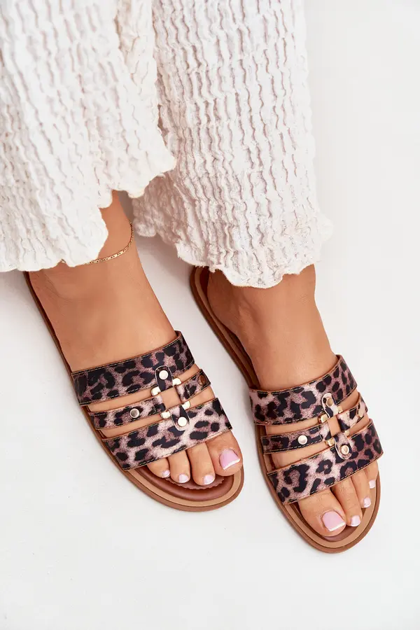 Boto Boto Плоски Жени Сандали С Златен Детайл Пантера Noroti