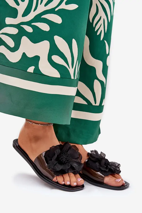 Boto Boto Прозрачни Плоски Чанти За Жени С Изкуствен Цвете Черни Vobetta