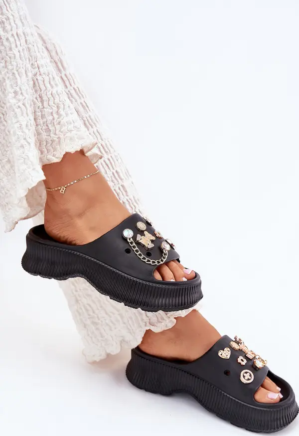 Boto Boto Пяна Сандали За Жени С Златни Прилепвания Черни Hortiana