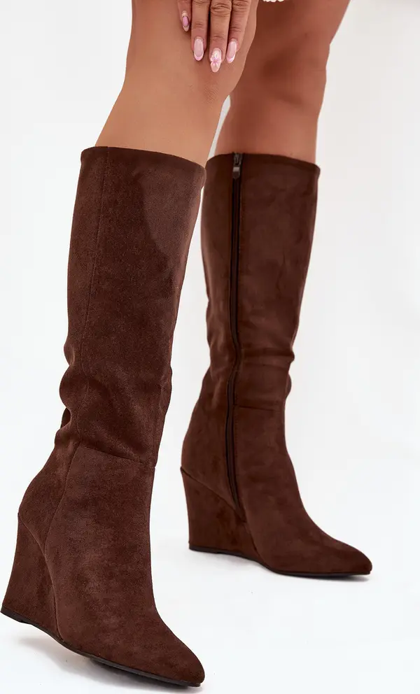 Boto Boto Топли дамски ботуши на платформа шоколадови Росина