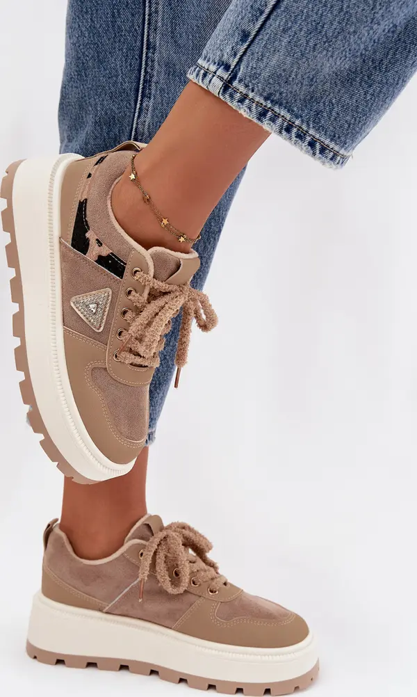 Boto Boto Топли дамски маратонки на платформа Бежови Флоринда