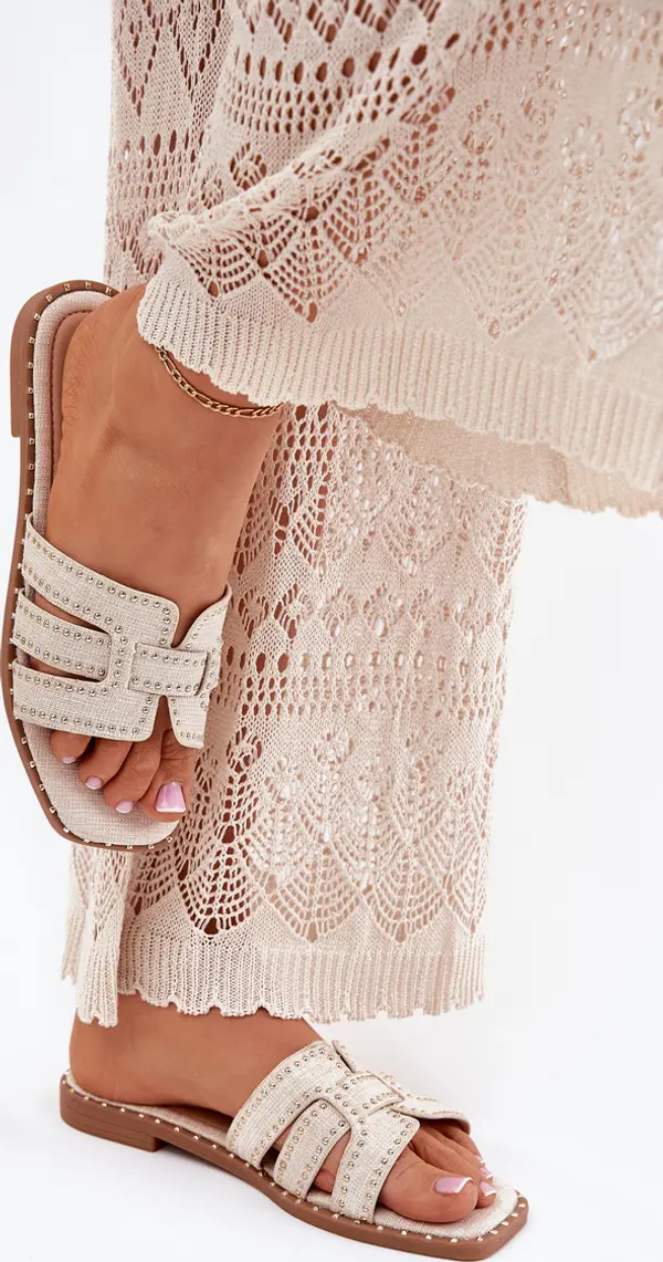 Boto Boto Украсени чехли на плосък ток бежови Anniles