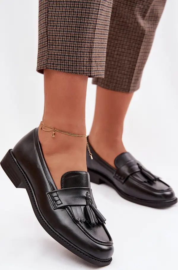 Boto Boto Украсени Дамски Чехли На Плосък Ток С Ленти И Катарама Черни Manitte