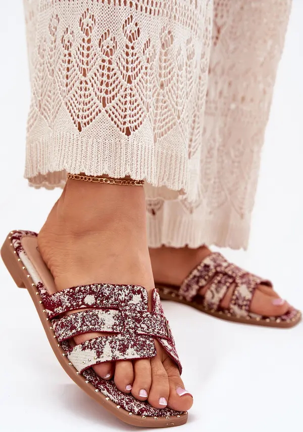 Boto Boto Украсени Сандали На Плосък Ток Бордо Anniles