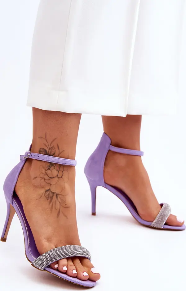 Boto Boto Велурени сандали на висок ток със кристали във виолетови моменти