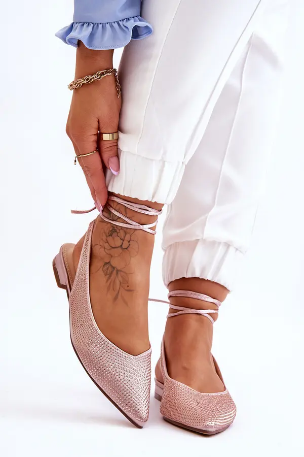 Boto Boto Вързани балерини с кристали бежово Mavis