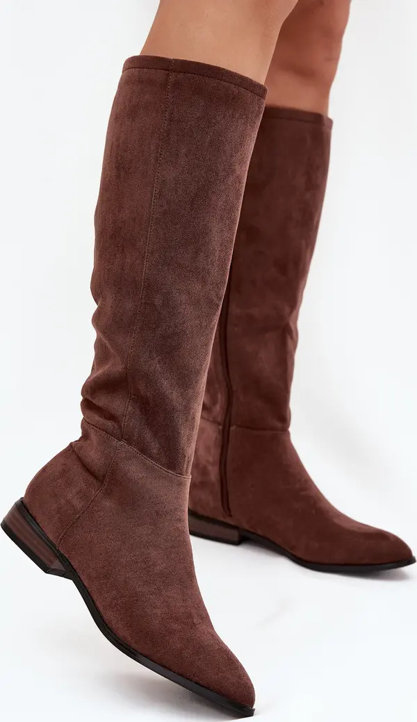 Boto Boto Замшени Ботуши На Плосък Ток Кафяви Eelin