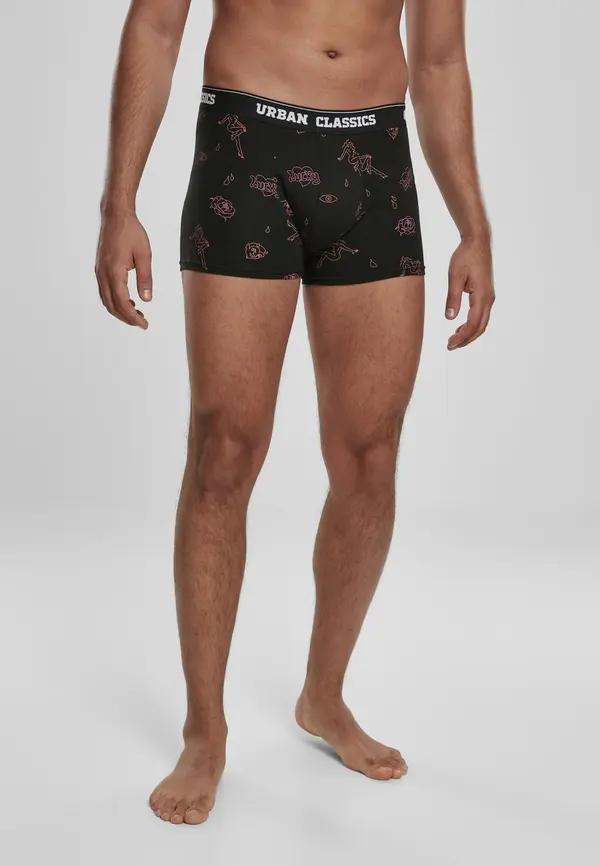 Urban Classics Boxer Shorts 3-Pack Angle/Funky AOP/Black