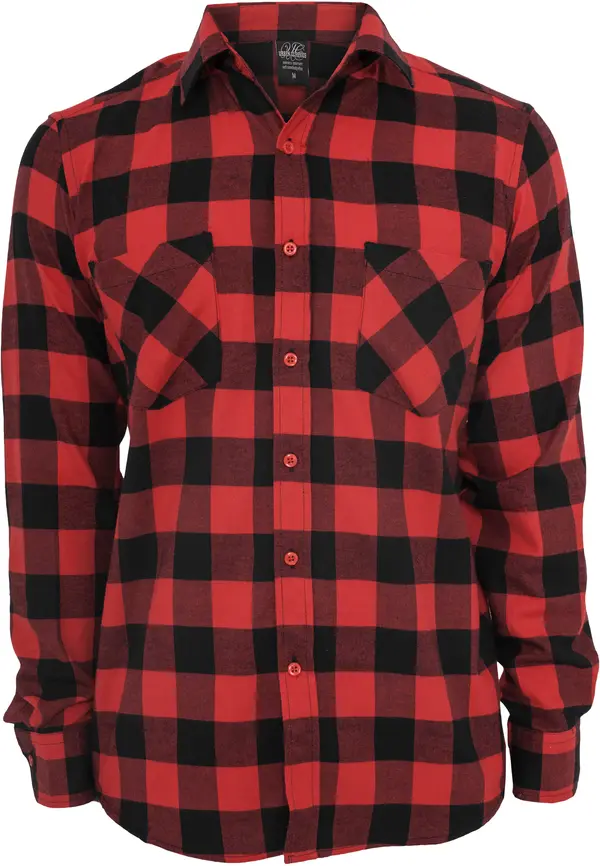 Urban Classics Boys' checkered flannel shirt black/red