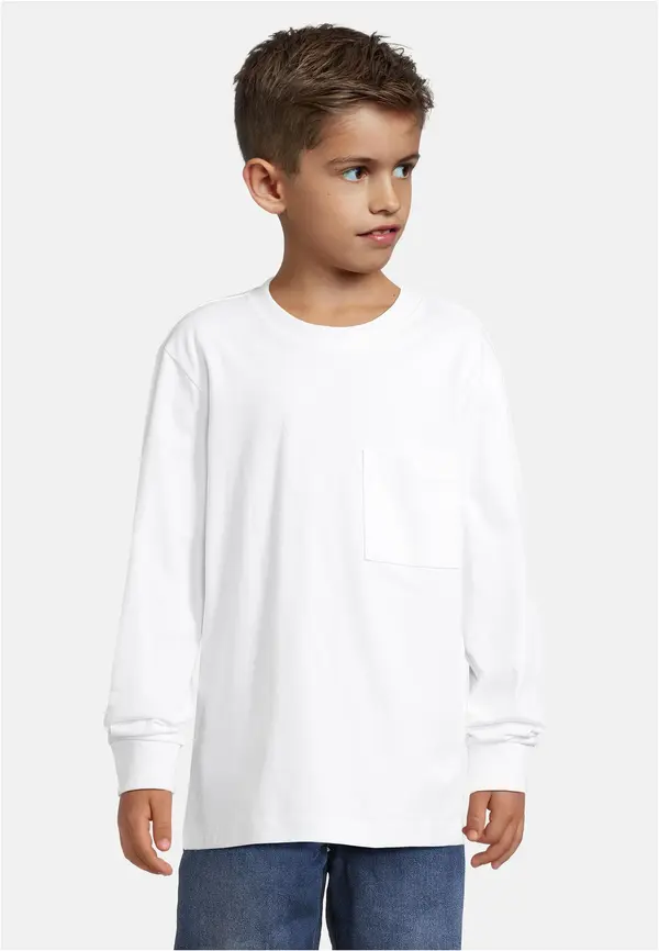 Urban Classics Boys' long-sleeved T-shirt with pocket white