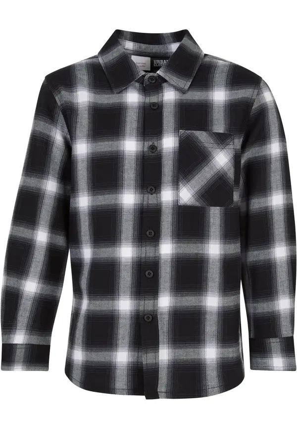 Urban Classics Boys' Oversized Plaid Shirt Black/White