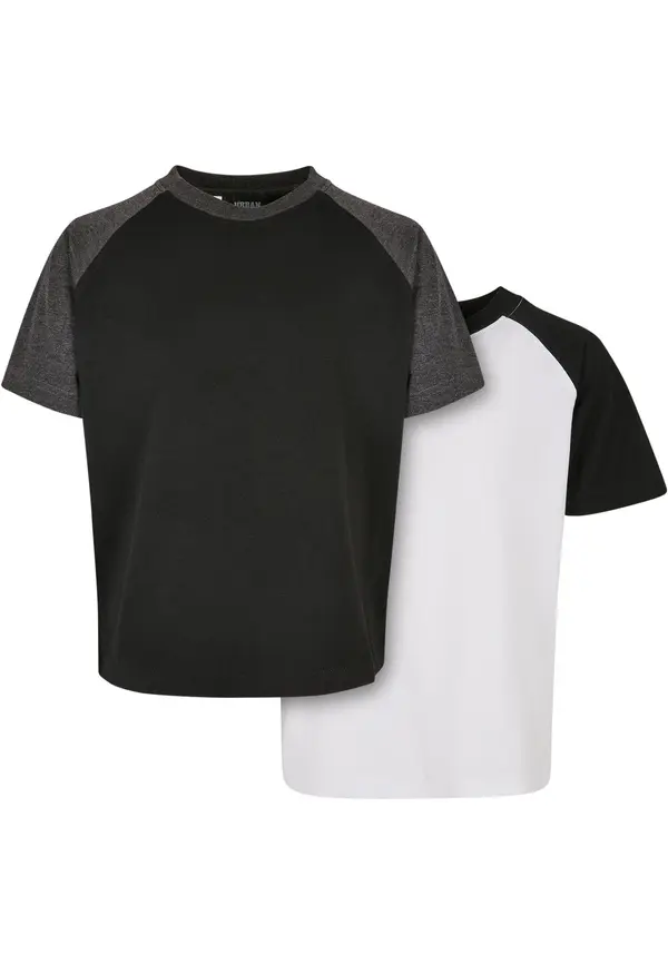 Urban Classics Boys Raglan Contrast Tee 2-Pack White/Black+Black/Charcoal