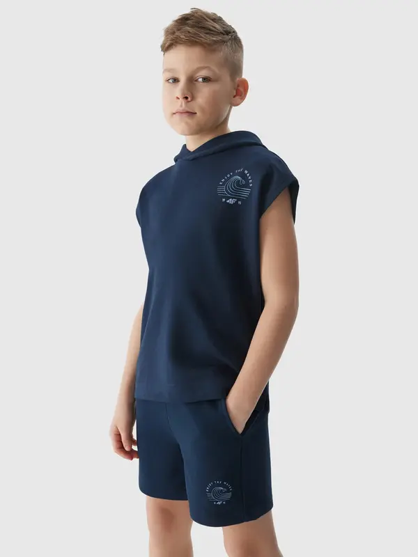 4F Boys' Sleeveless Hoodie 4F - Dark Blue