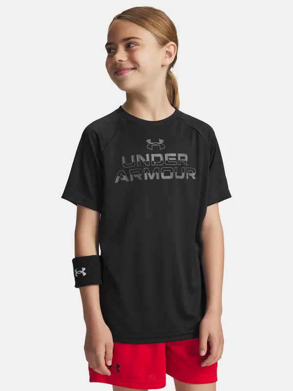 Under Armour Boys' T-shirt Under Armour UA Tech Split Wordmark SS-BLK - Boys