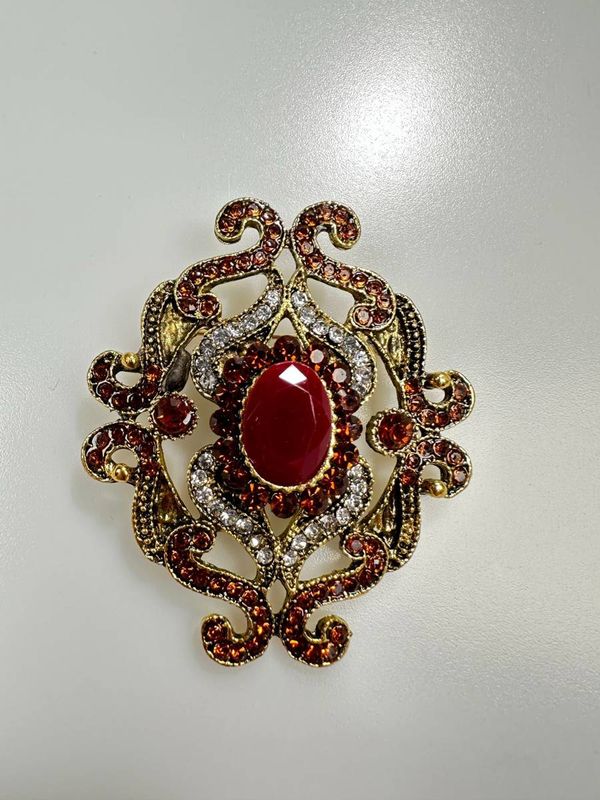 Kesi Brooch XZ459-107 gold + red