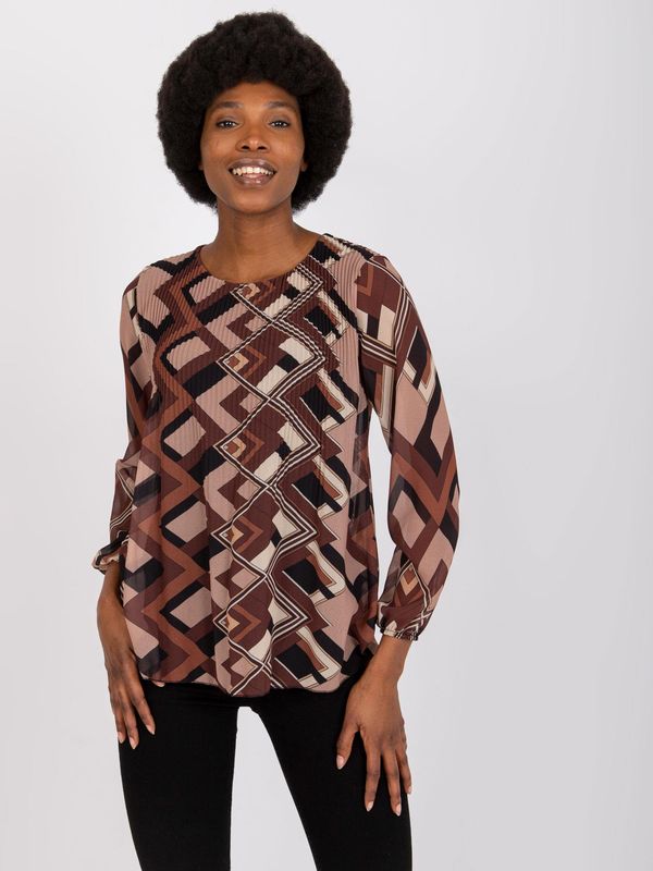 Fashionhunters Brown-Beige Patterned Blouse Virginia
