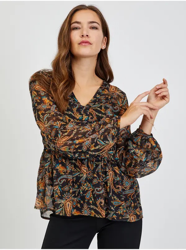 Orsay Brown-black women's patterned blouse ORSAY - Ladies