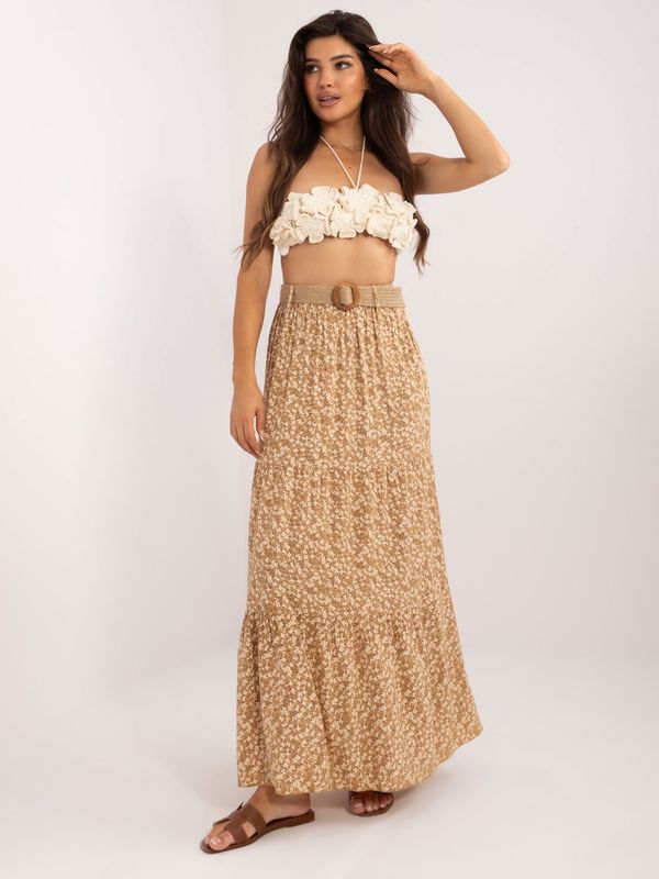 Fashionhunters Brown floral skirt