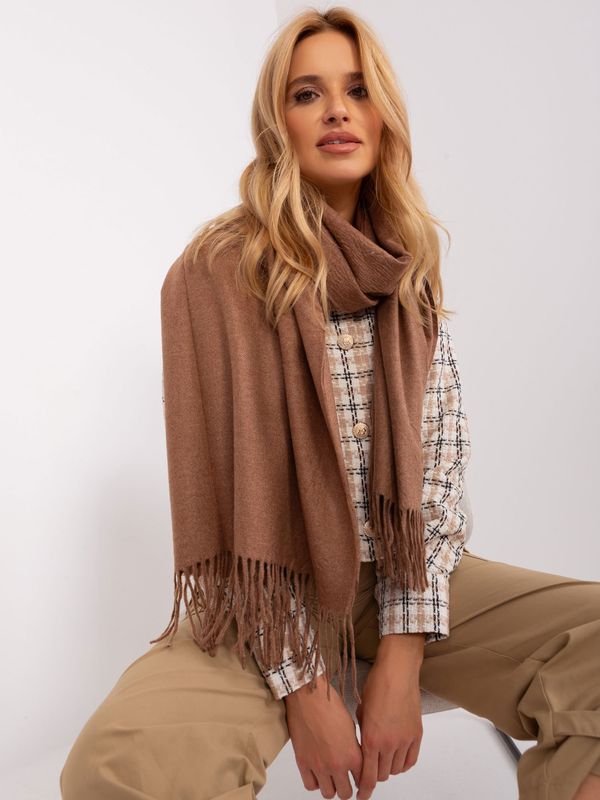 Fashionhunters Brown knitted women's scarf