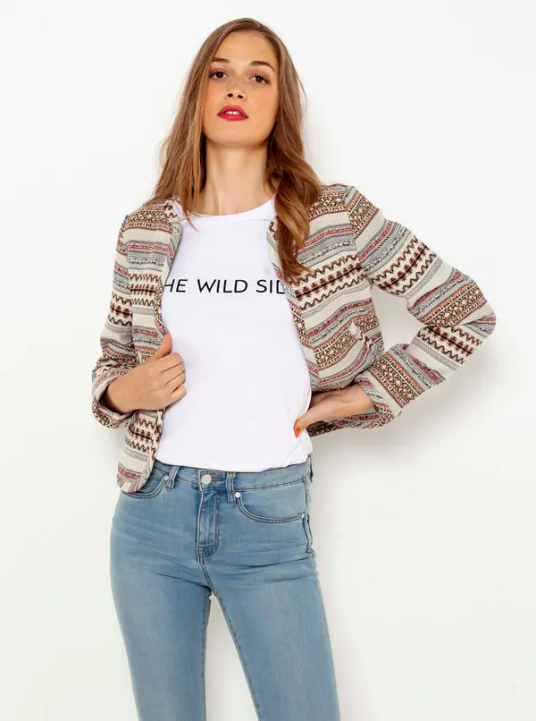 CAMAIEU Brown Striped Jacket CAMAIEU - Women