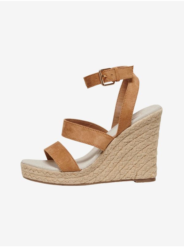 Only Brown wedge sandals in suede finish ONLY Amelia - Women