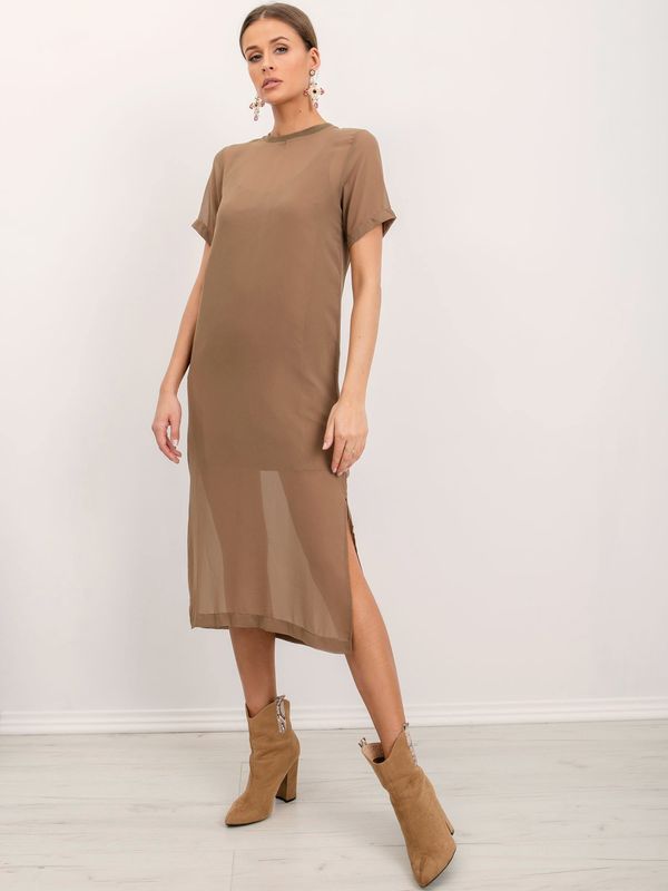 Fashionhunters BSL тъмно бежова рокля