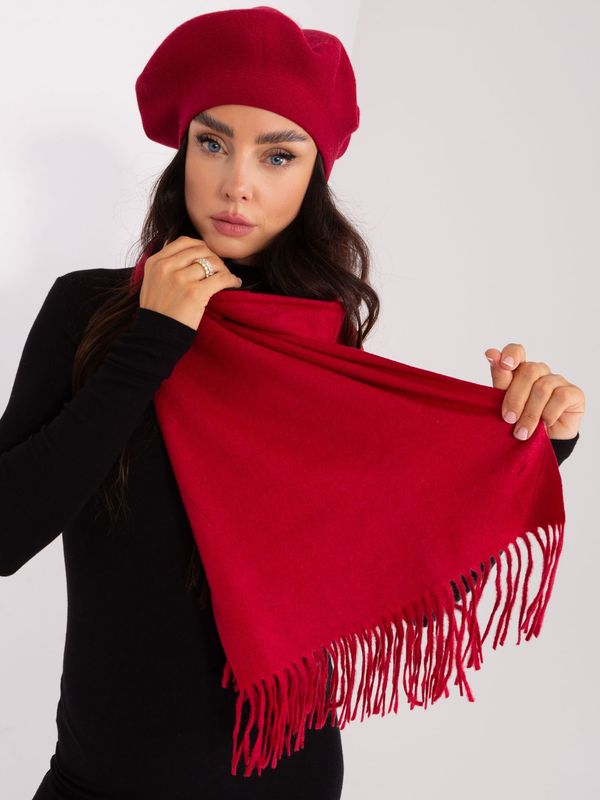 Fashionhunters Burgundy knitted scarf