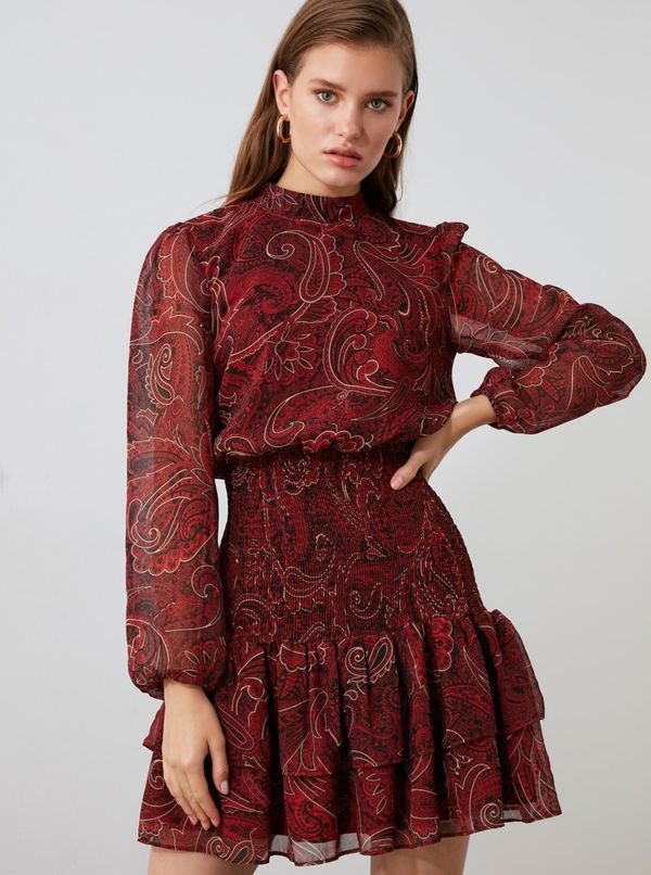 Trendyol Burgundy patterned dress Trendyol
