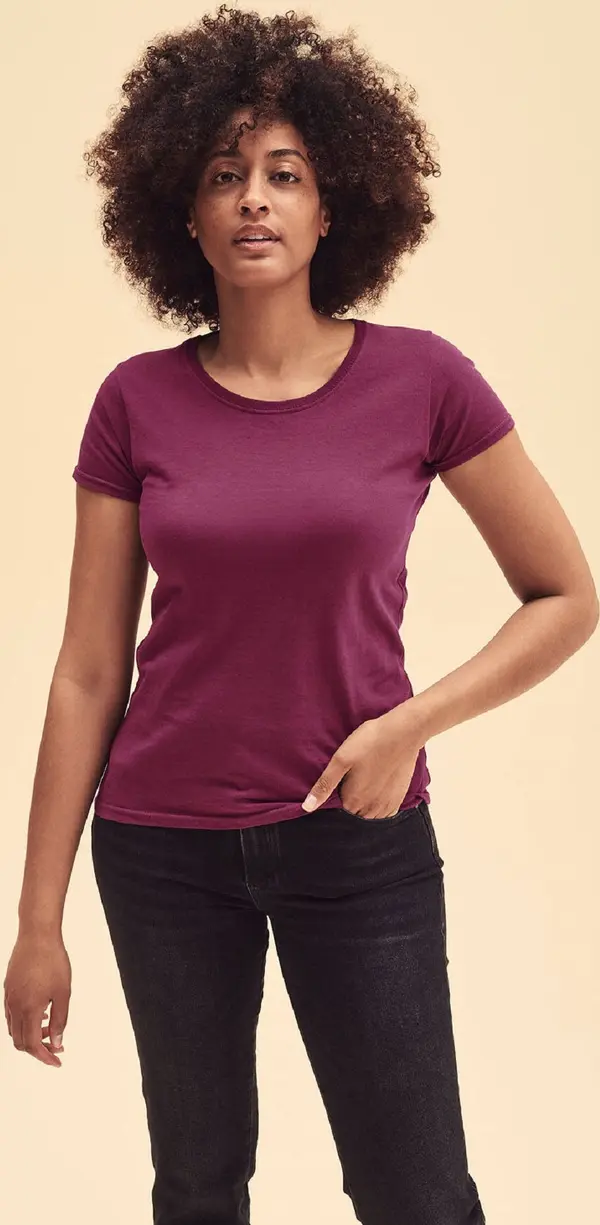 Fruit of the Loom Burgundy Women's T-shirt Lady fit Original Fruit of the Loom