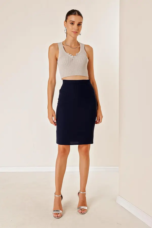 By Saygı By Saygı Lined Imported Crepe Cube Skirt