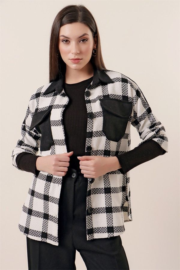 By Saygı By Saygı Plaid Shanel Shirt With Collar And Pocket Garnish In Black