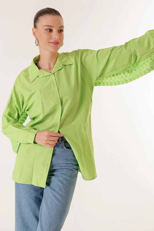 By Saygı By Saygı Scalloped Detailed Tunic Shirt with Slits in the Side.