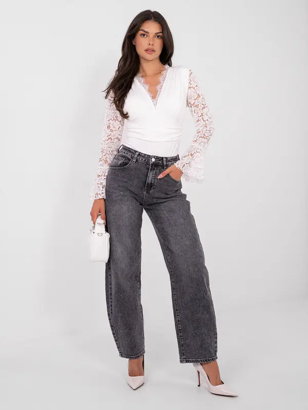 Italy Moda Бял боди с дантелени ръкави