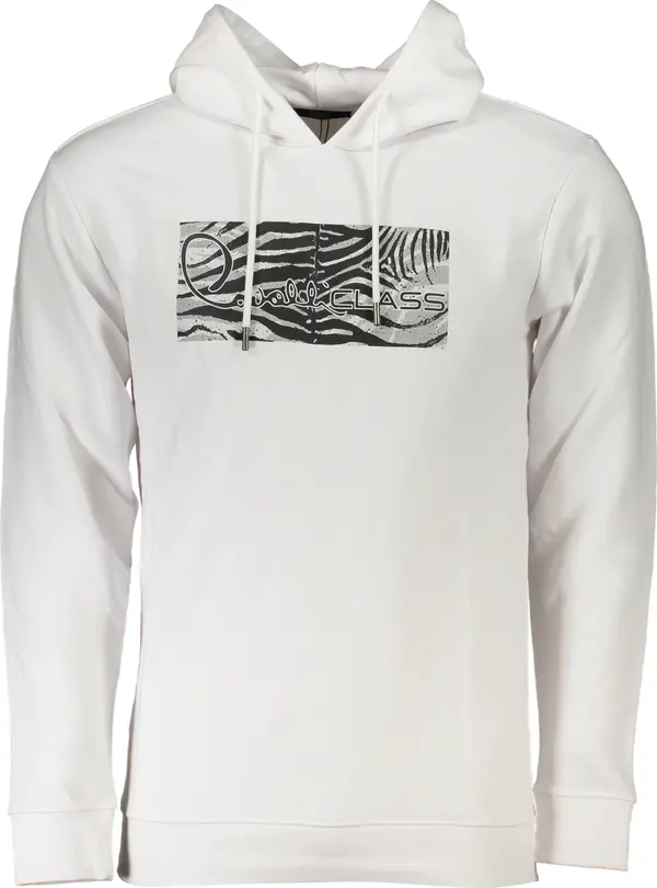 Cavalli Class Бял мъжки суитшърт без цип CAVALLI CLASS