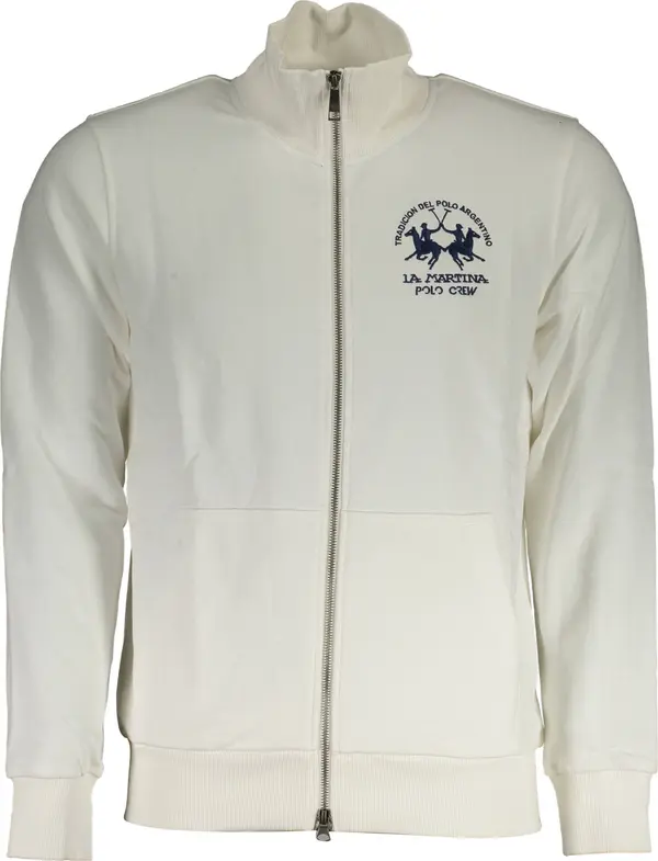 La Martina Бял мъжки суитшърт с цип LA MARTINA