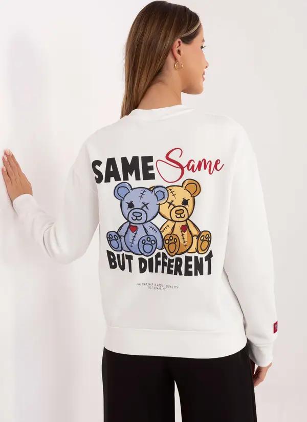 Sublevel Бял суитшърт с щампа на плюшено мече