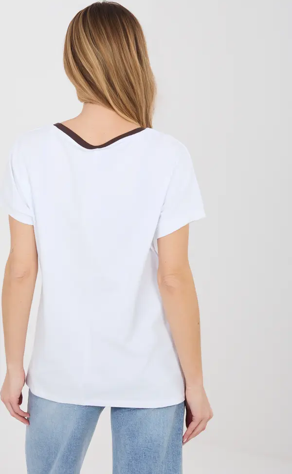 RELEVANCE Бяла блуза с контрастно деколте