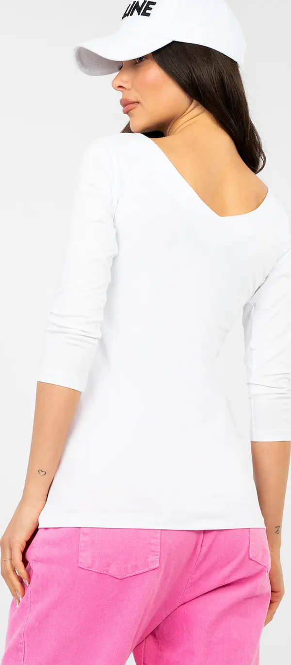 RUE PARIS Бяла блуза с V-образно деколте