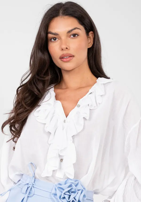 Factory Price Бяла блуза с волани