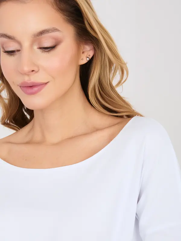 RUE PARIS Бяла дамска блуза с 3/4 ръкави