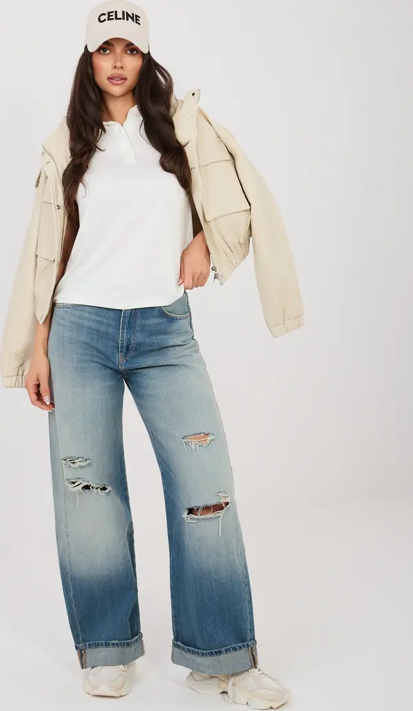 Sublevel Бяла дамска поло риза